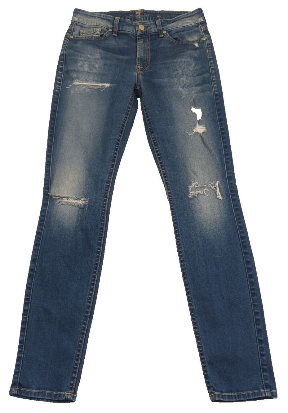 7 For All Mankind Womens Jeans Sz 27 The Skinny Blue Stretch Made In The USA